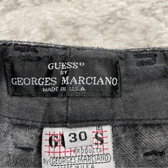 Guess by Georges Marciano Vintage Black Distressed Button Fly Tapered Leg Jeans - Picture 4 of 12